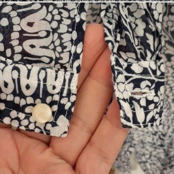 j. crew  paisley tunic top blue xxs cotton boho lightweight summer cotton - Picture 3 of 6